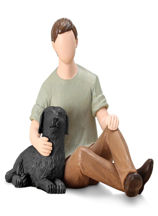 Carracci Man with Black Dog Figurine, Boy and Dog Friendship Remembrance Gifts, A Cherished Tribute to Unconditional Pet Love - Image 2